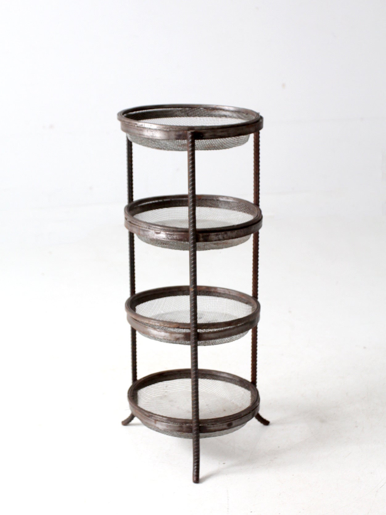 vintage metal mesh tiered stand