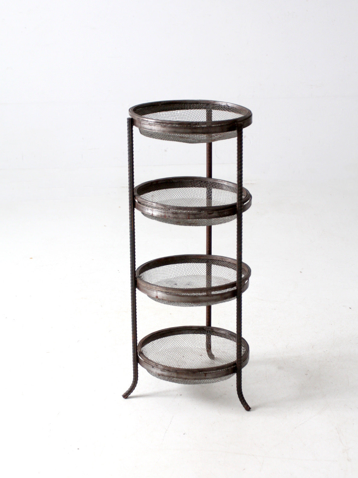 vintage metal mesh tiered stand