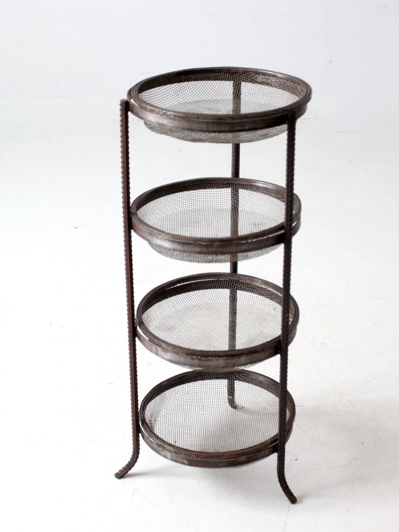 vintage metal mesh tiered stand