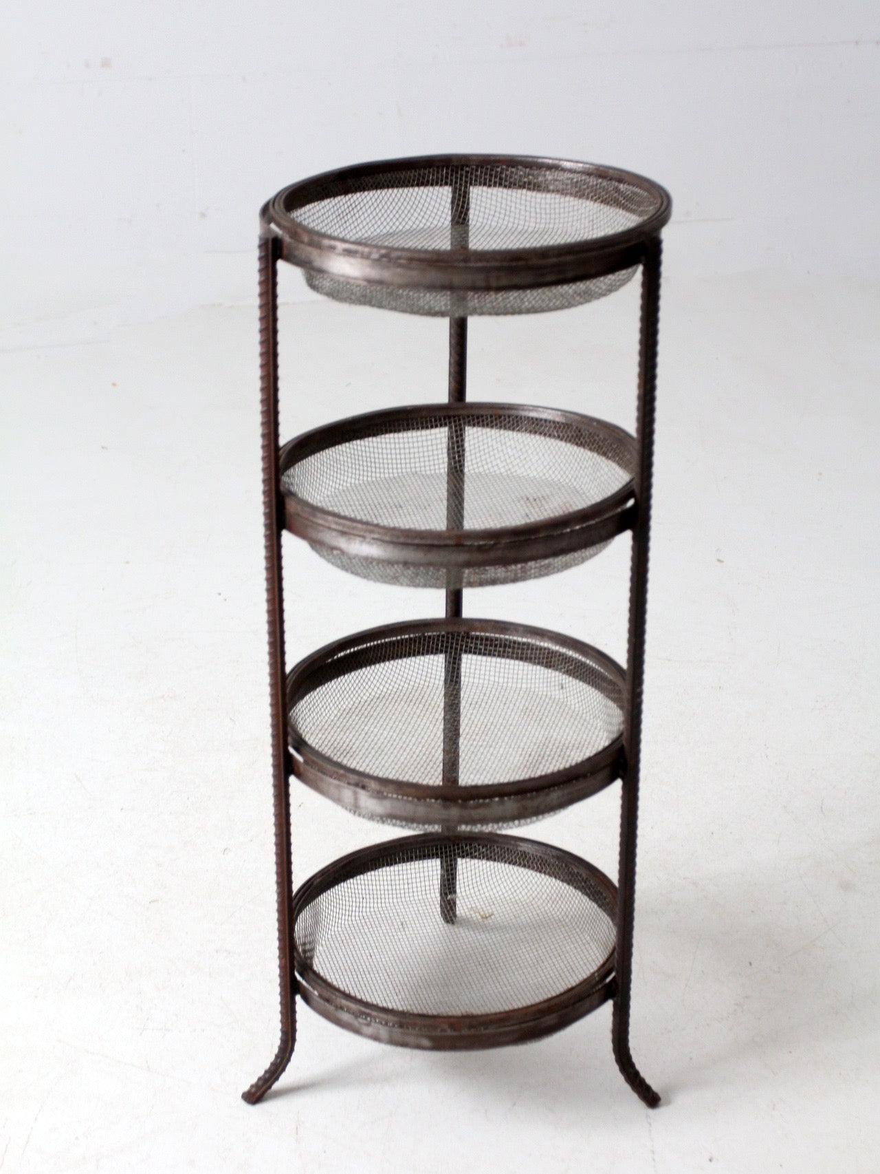 vintage metal mesh tiered stand