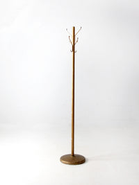 mid-century gold tone aluminum coat rack hall stand