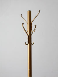 mid-century gold tone aluminum coat rack hall stand