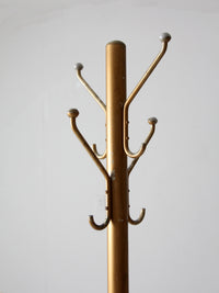 mid-century gold tone aluminum coat rack hall stand