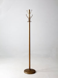 mid-century gold tone aluminum coat rack hall stand