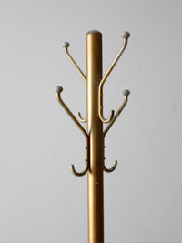 mid-century gold tone aluminum coat rack hall stand