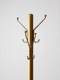 mid-century gold tone aluminum coat rack hall stand