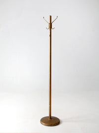mid-century gold tone aluminum coat rack hall stand