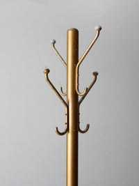 mid-century gold tone aluminum coat rack hall stand