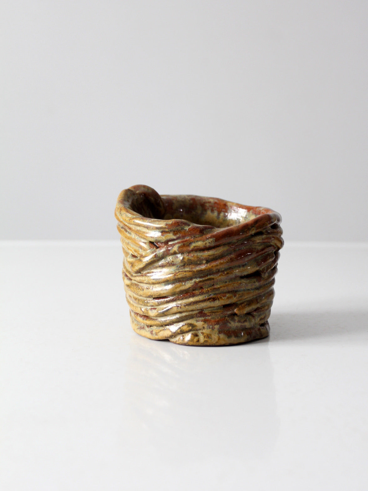 vintage coiled studio pottery vase