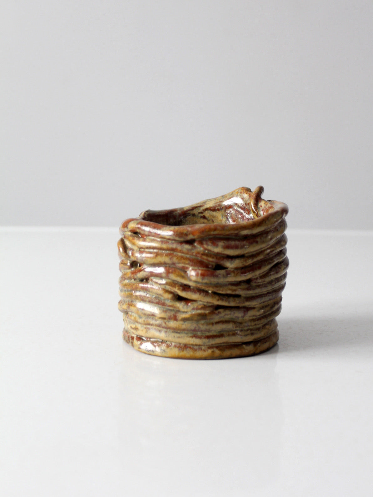 vintage coiled studio pottery vase