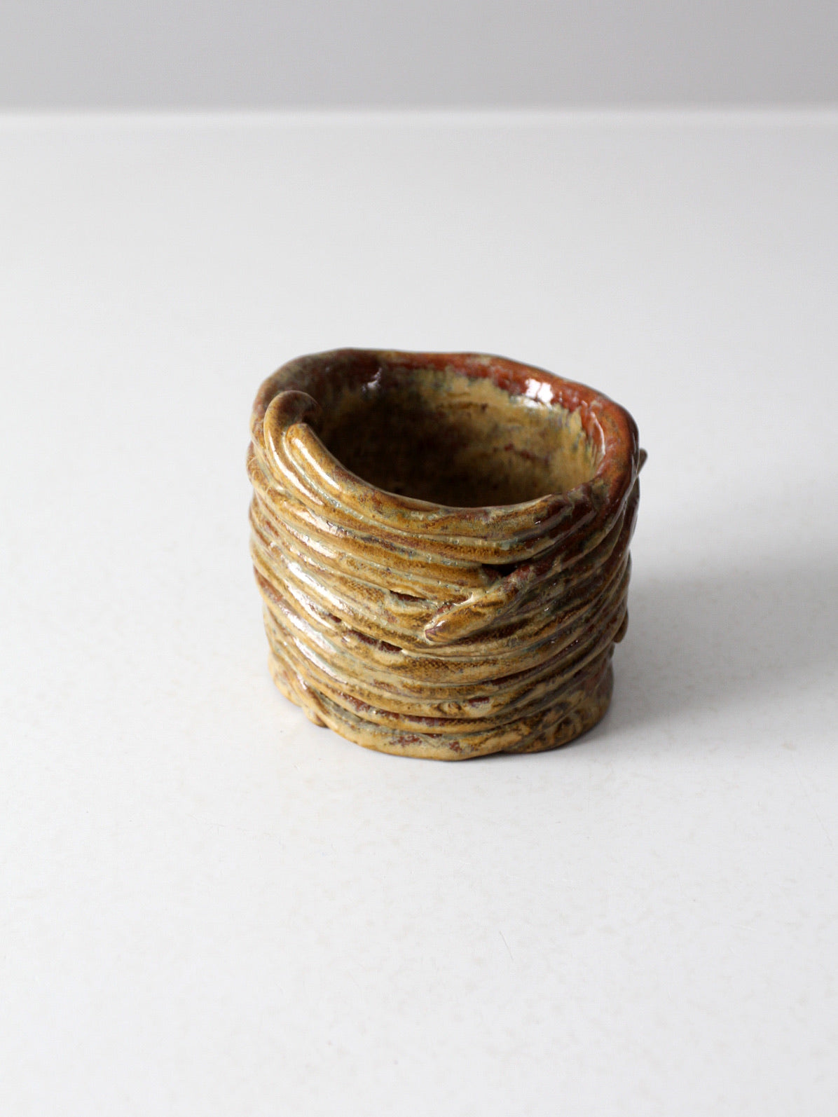 vintage coiled studio pottery vase