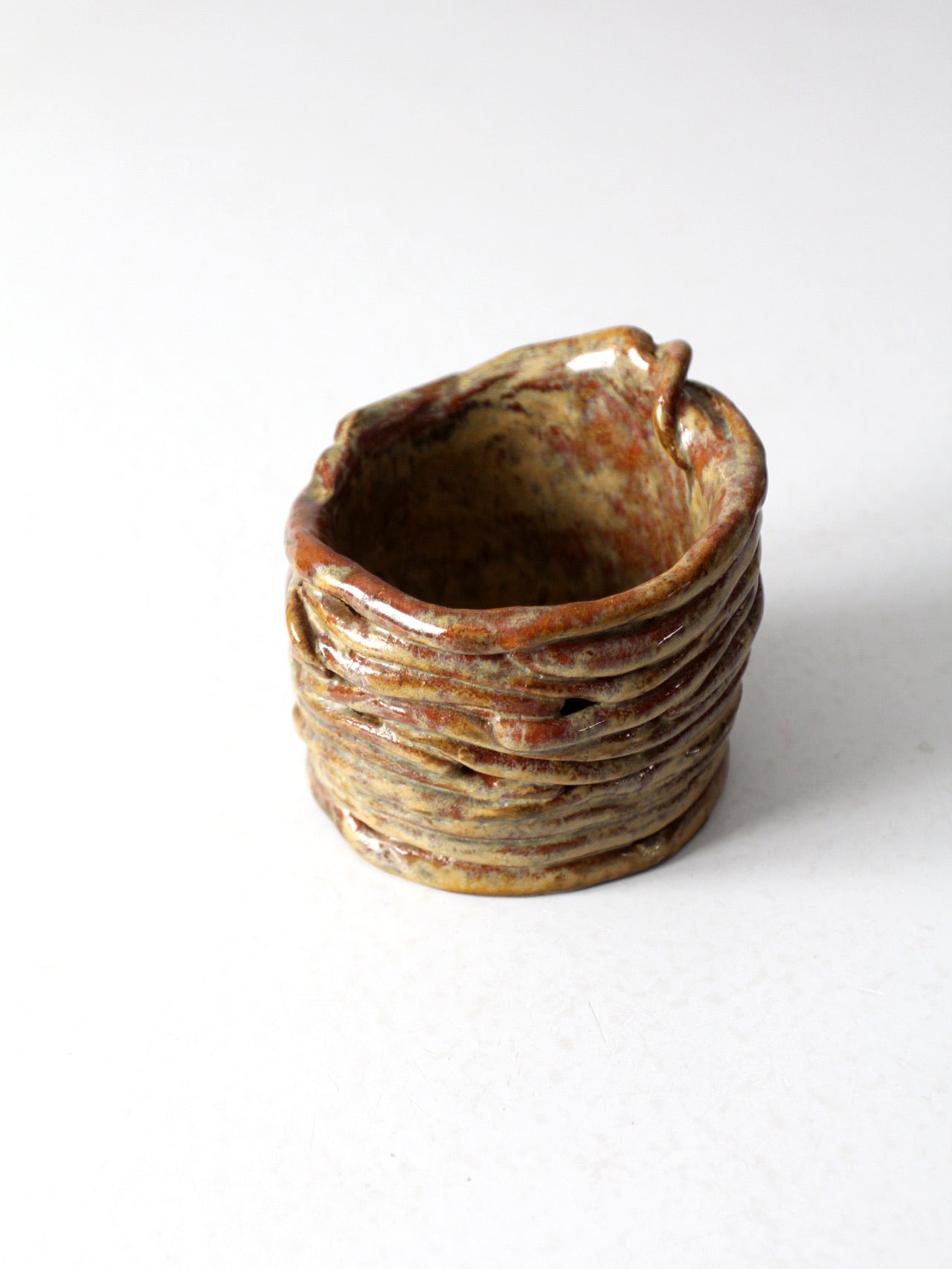 vintage coiled studio pottery vase