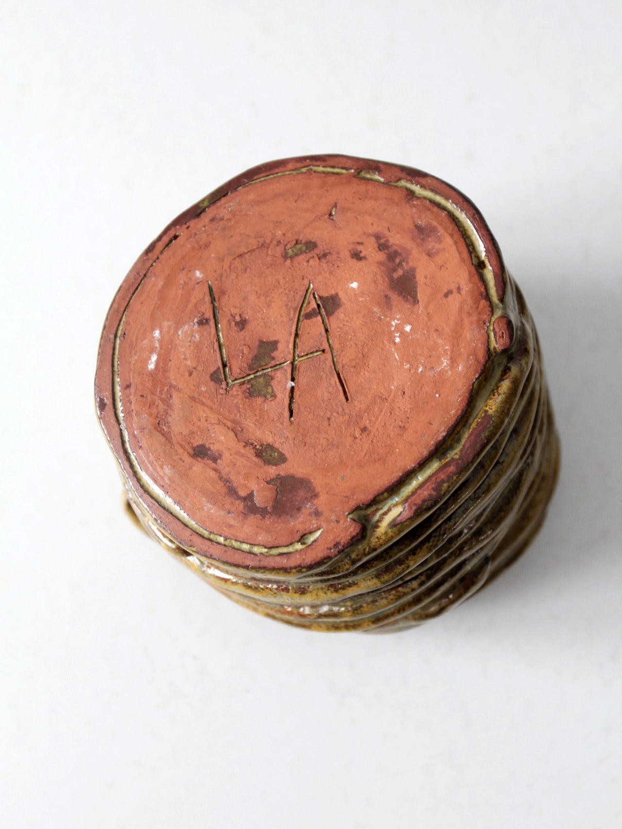 vintage coiled studio pottery vase