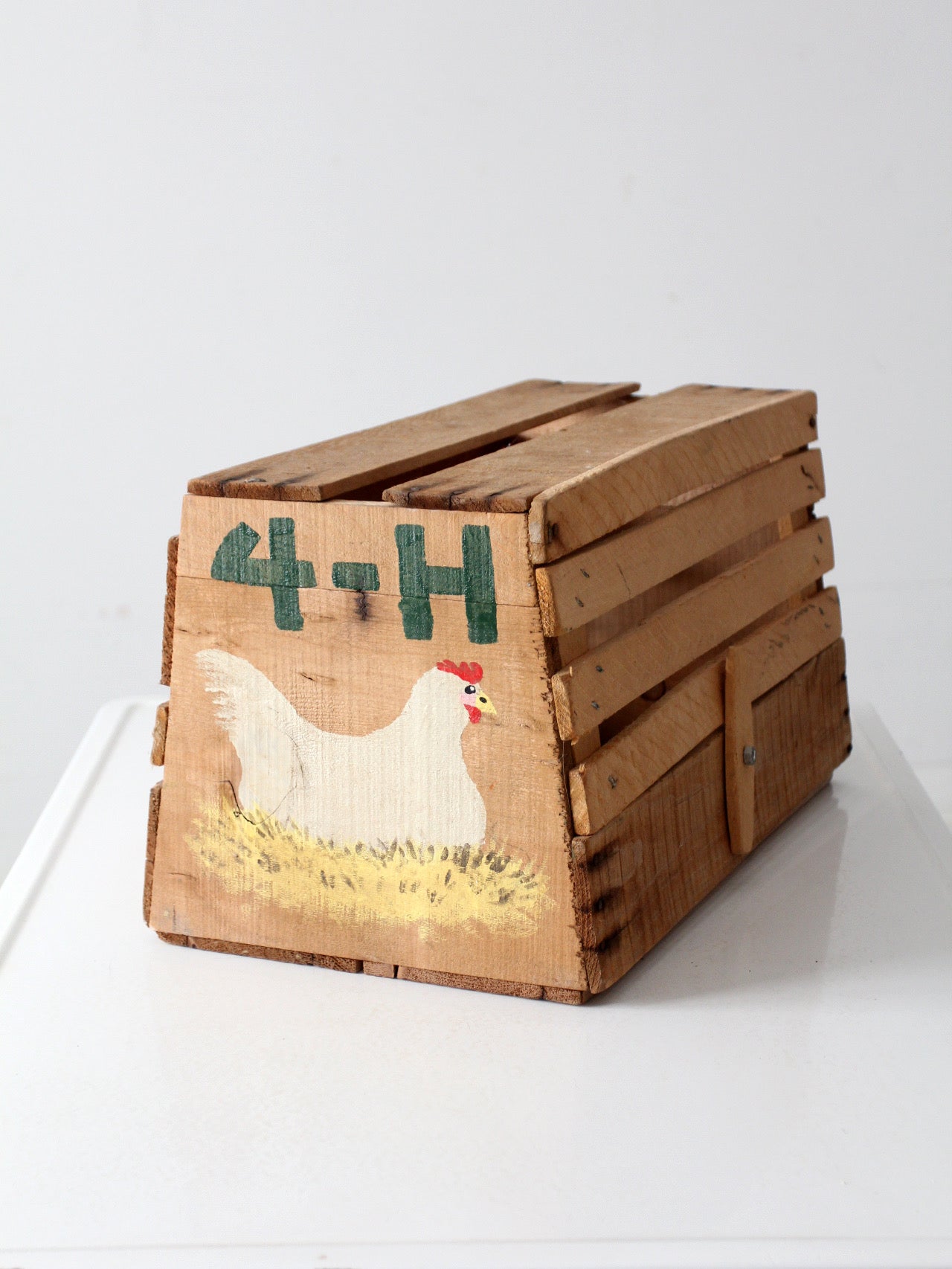 vintage handmade 4-H chicken carrier crate