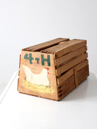 vintage handmade 4-H chicken carrier crate