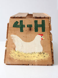 vintage handmade 4-H chicken carrier crate