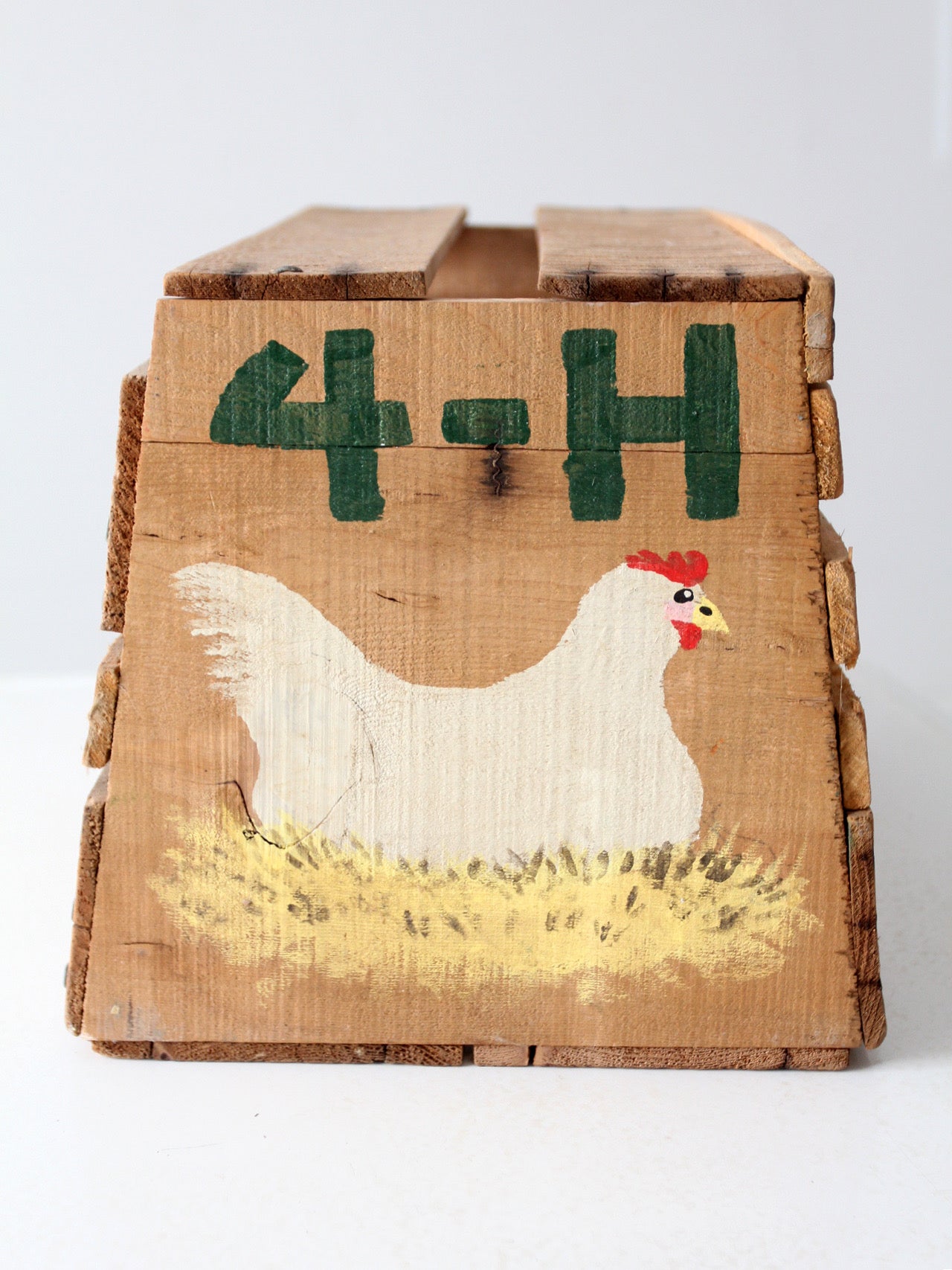 vintage handmade 4-H chicken carrier crate