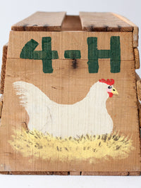 vintage handmade 4-H chicken carrier crate