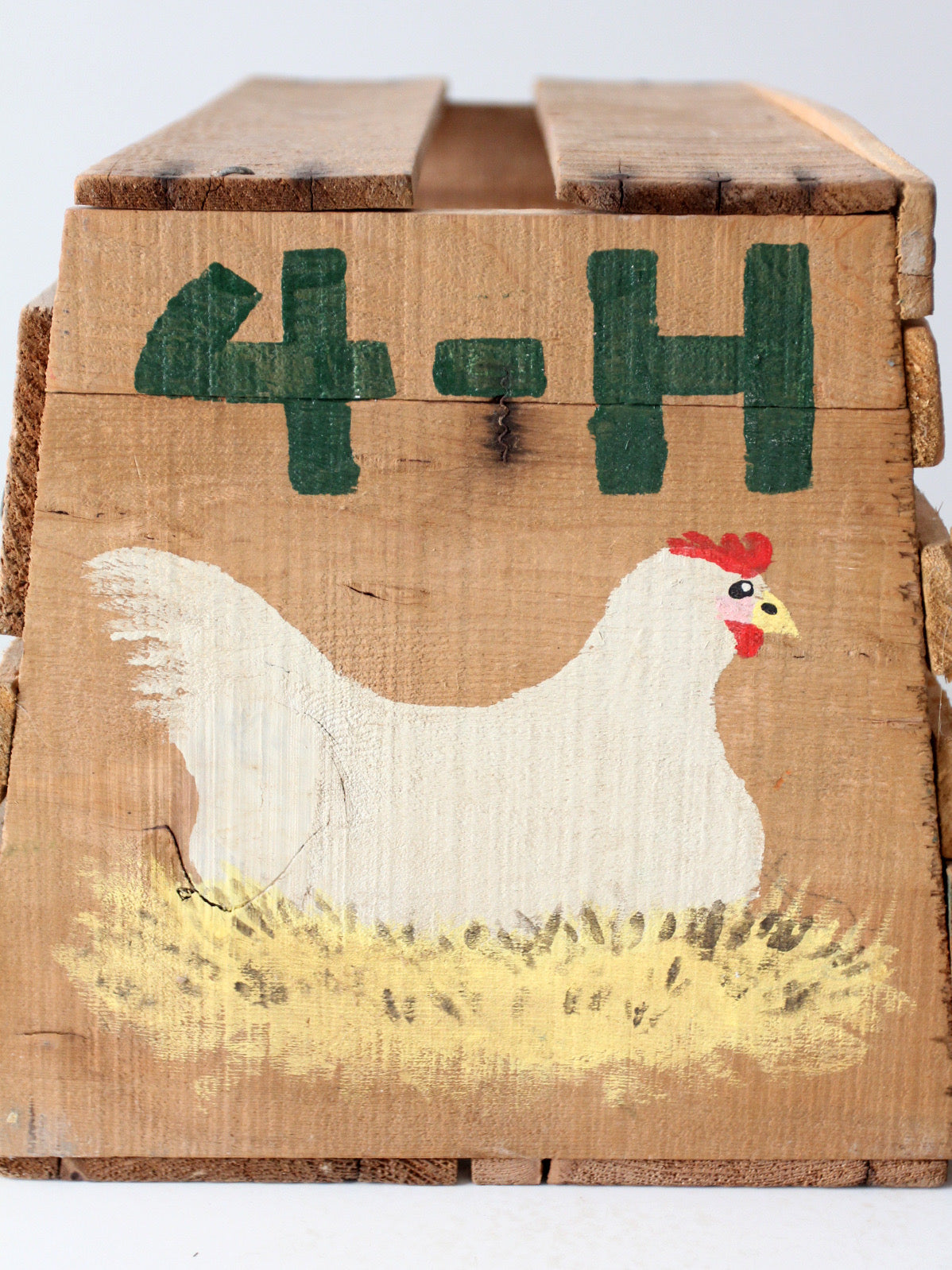 vintage handmade 4-H chicken carrier crate