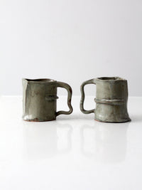 vintage abstract studio pottery mugs pair