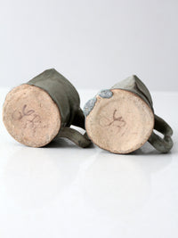 vintage abstract studio pottery mugs pair