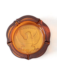 vintage amber glass eagle ashtray