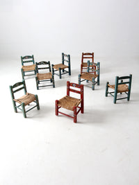 Mexican folk art children's chair collection set of 8