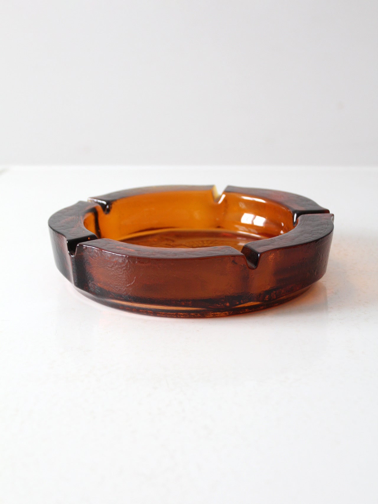 vintage amber glass eagle ashtray