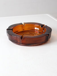 vintage amber glass eagle ashtray