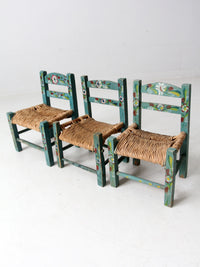 Mexican folk art children's chair collection set of 8