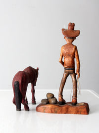 vintage American folk art cowboy and horse