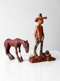 vintage American folk art cowboy and horse