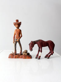 vintage American folk art cowboy and horse