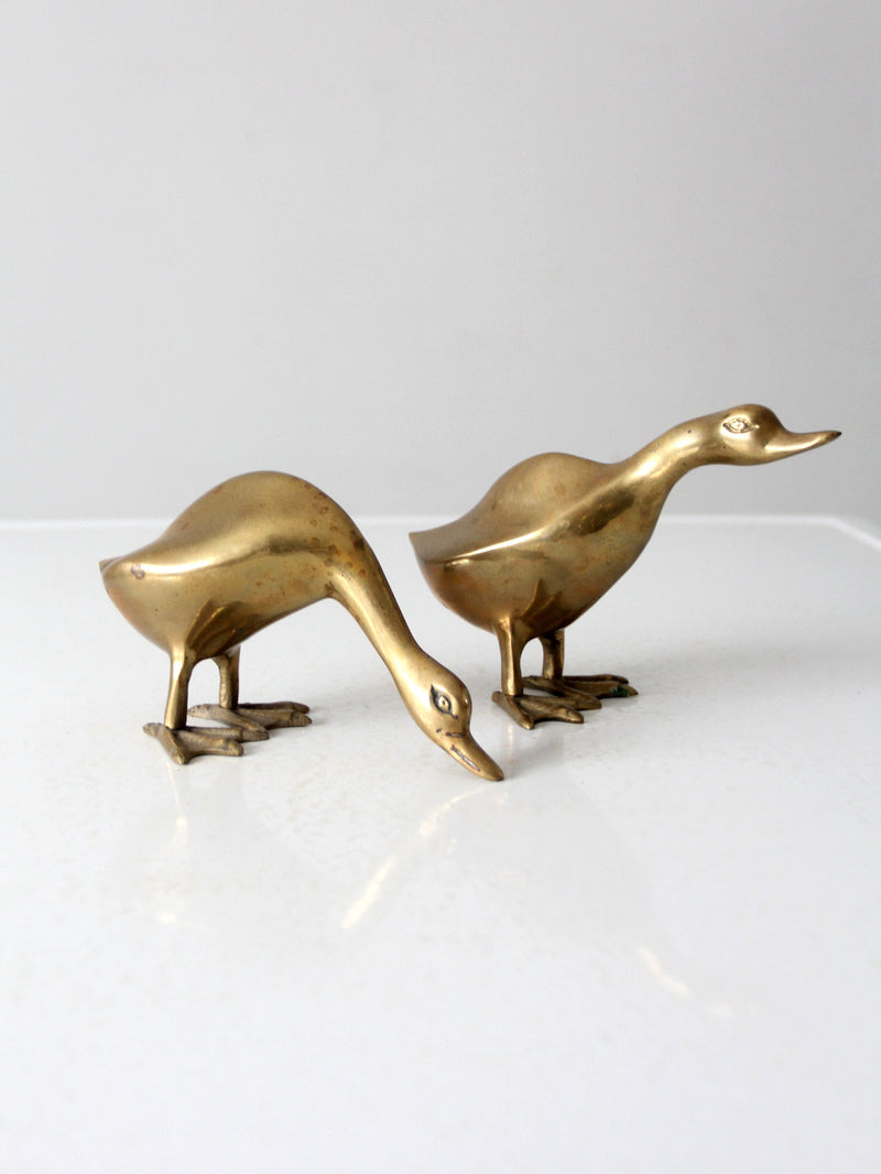 mid century brass bird pair