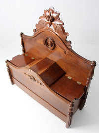 Victorian style carved wood footboard bench