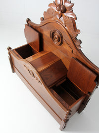 Victorian style carved wood footboard bench