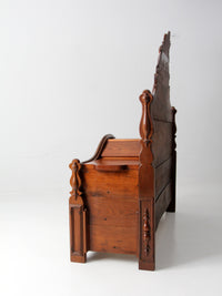 Victorian style carved wood footboard bench