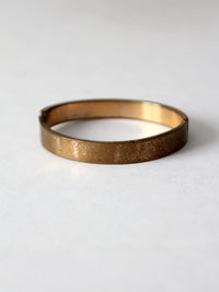 vintage gold tone etched bangle bracelet