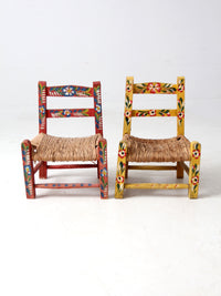 vintage Mexican folk art children's chair pair