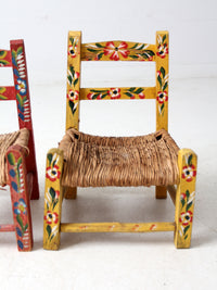 vintage Mexican folk art children's chair pair
