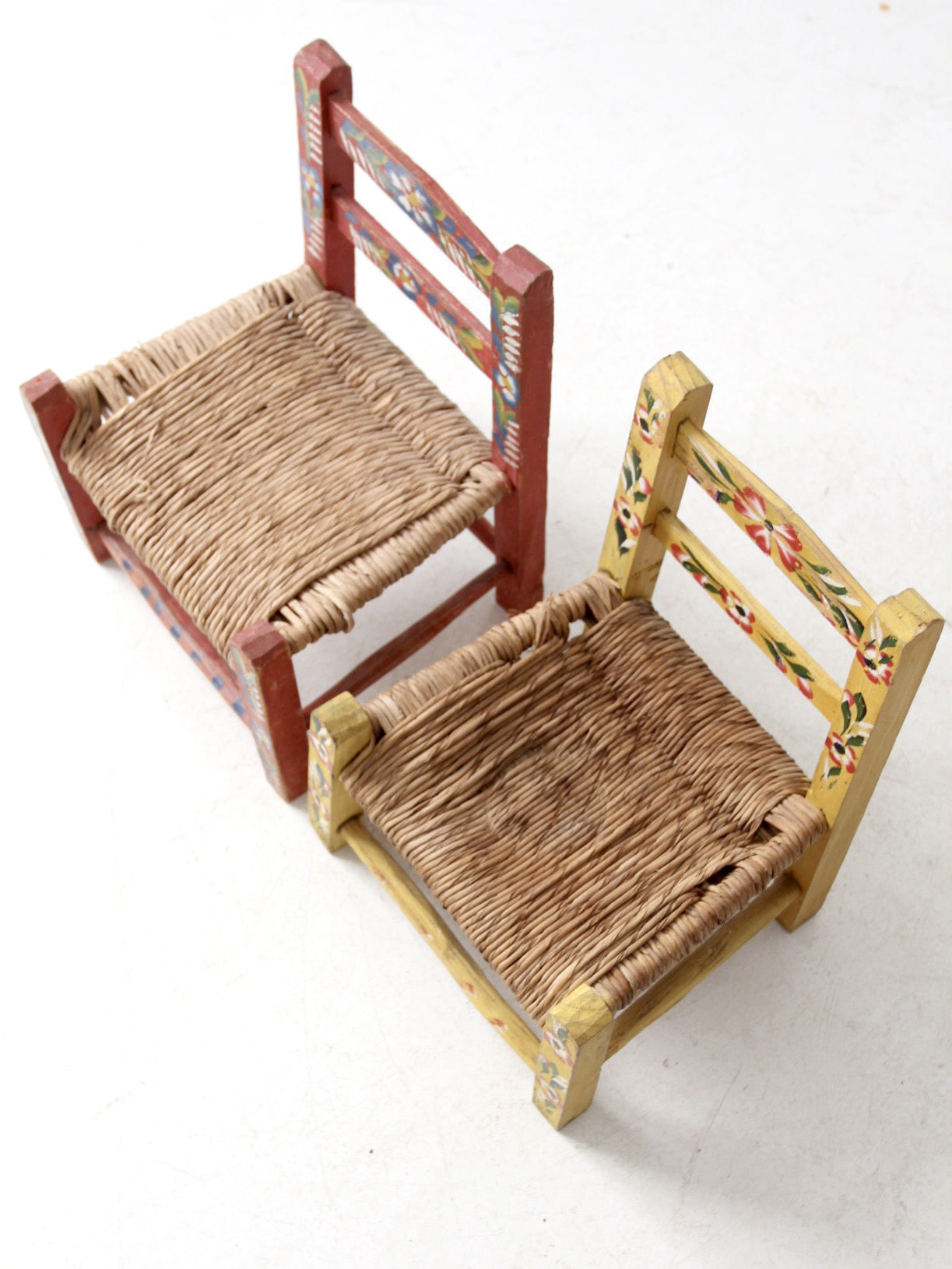 vintage Mexican folk art children's chair pair
