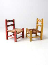 vintage Mexican folk art children's chair pair