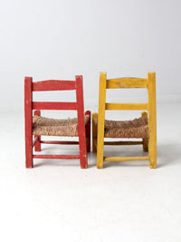 vintage Mexican folk art children's chair pair