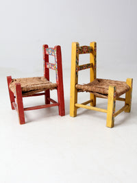 vintage Mexican folk art children's chair pair