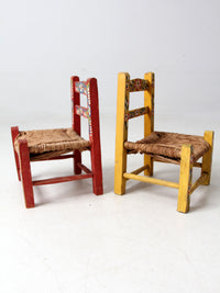 vintage Mexican folk art children's chair pair