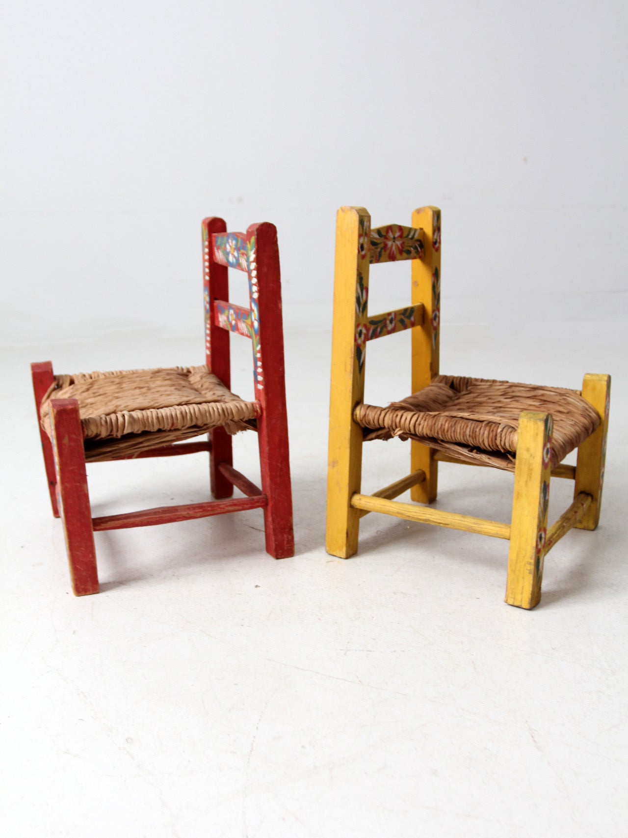 vintage Mexican folk art children's chair pair
