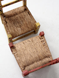 vintage Mexican folk art children's chair pair