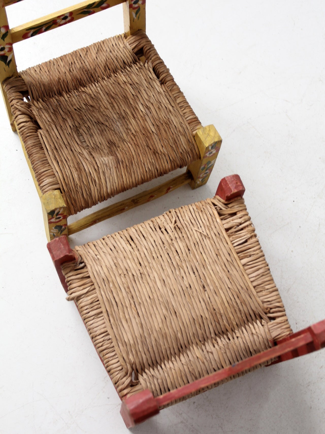 vintage Mexican folk art children's chair pair