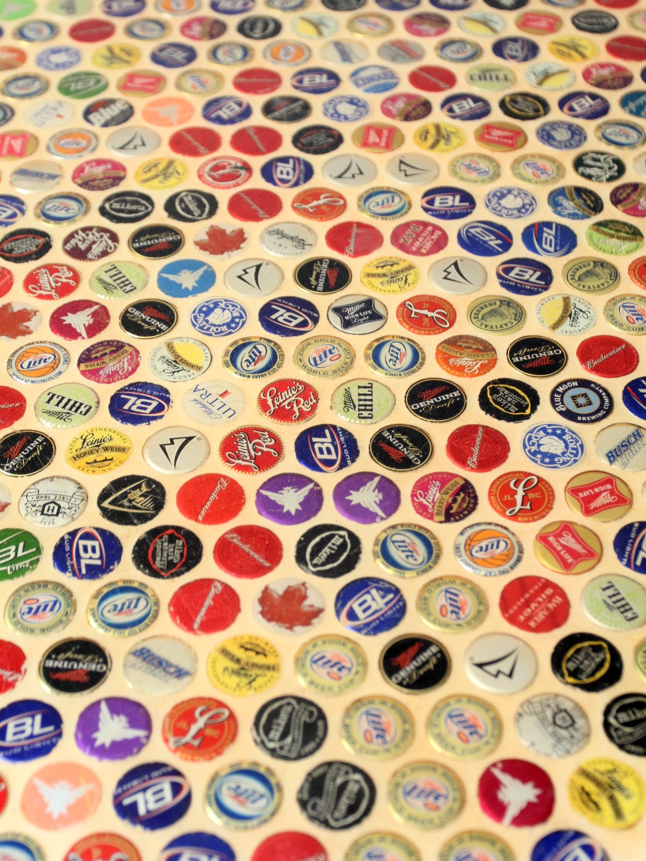 vintage beer bottle cap mosaic wall art or tabletop