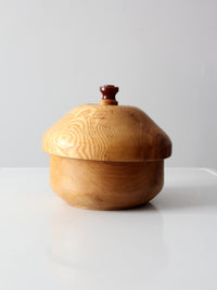 vintage handmade wood bowl with lid